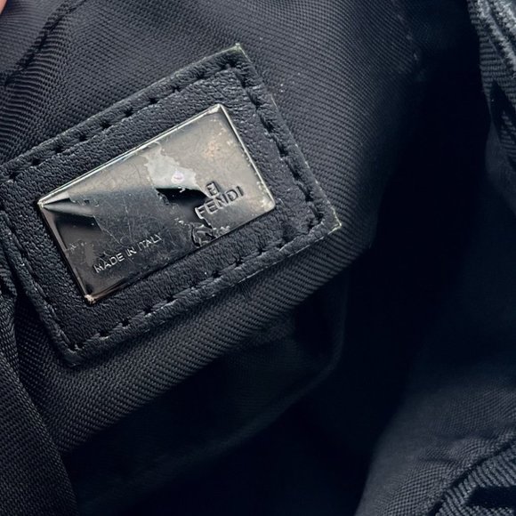 Fendi Zucchino Monogram Logo Baguette Mini Shoulder Bag Black Silver Hardware - Picture 10 of 14